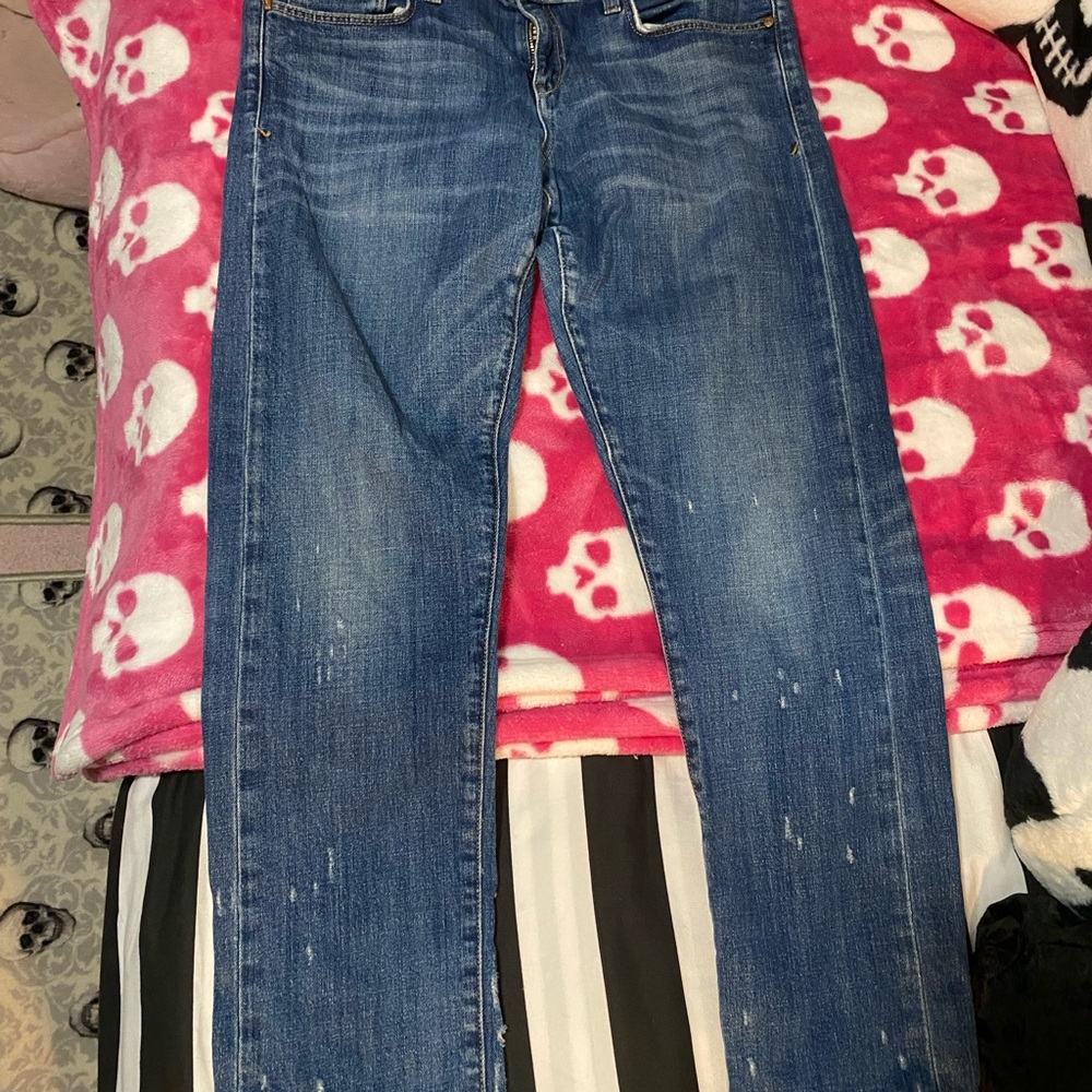 Pilcro Women's Dark Blue Straight Leg Jeans